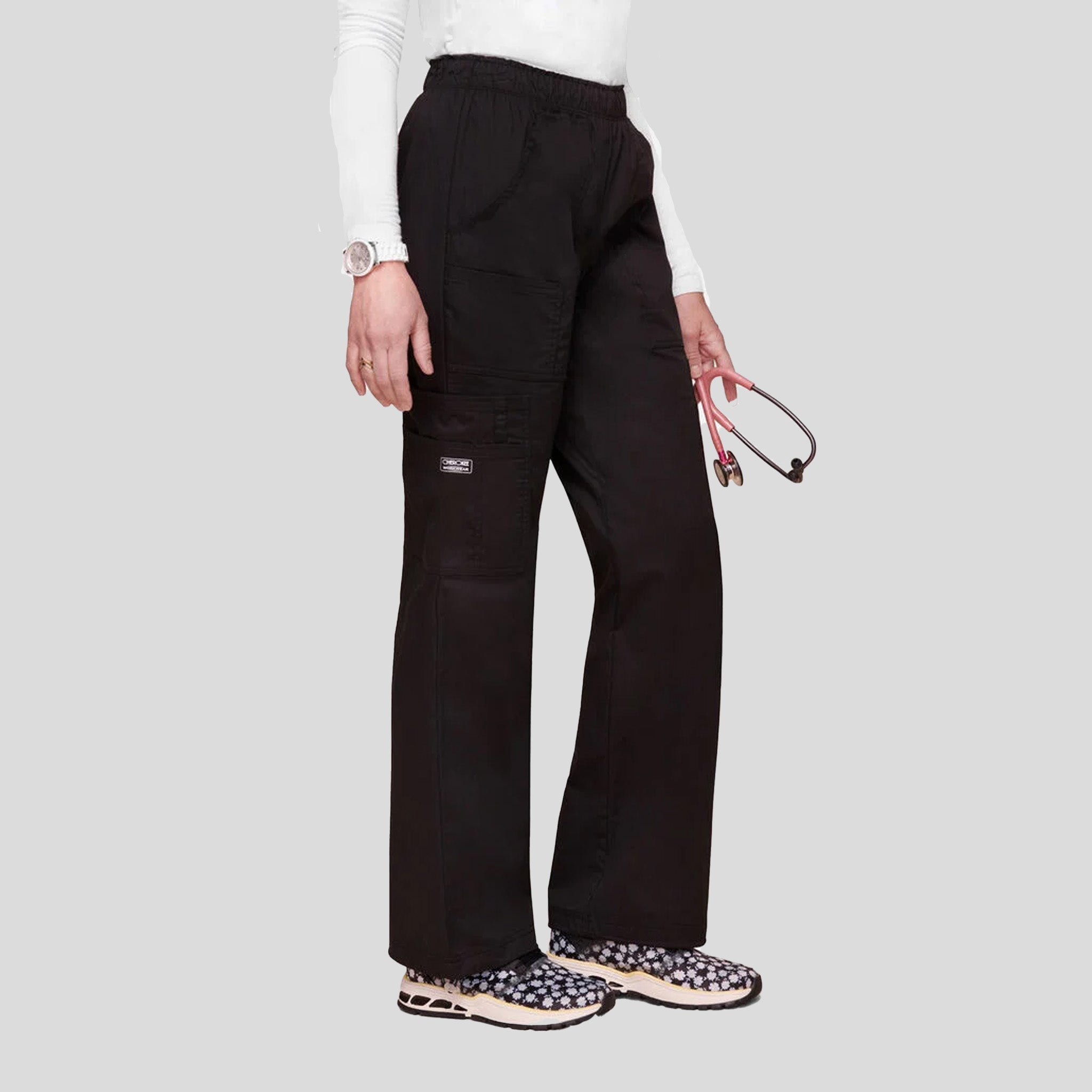 Elastic Waist Scrub Pant | Black