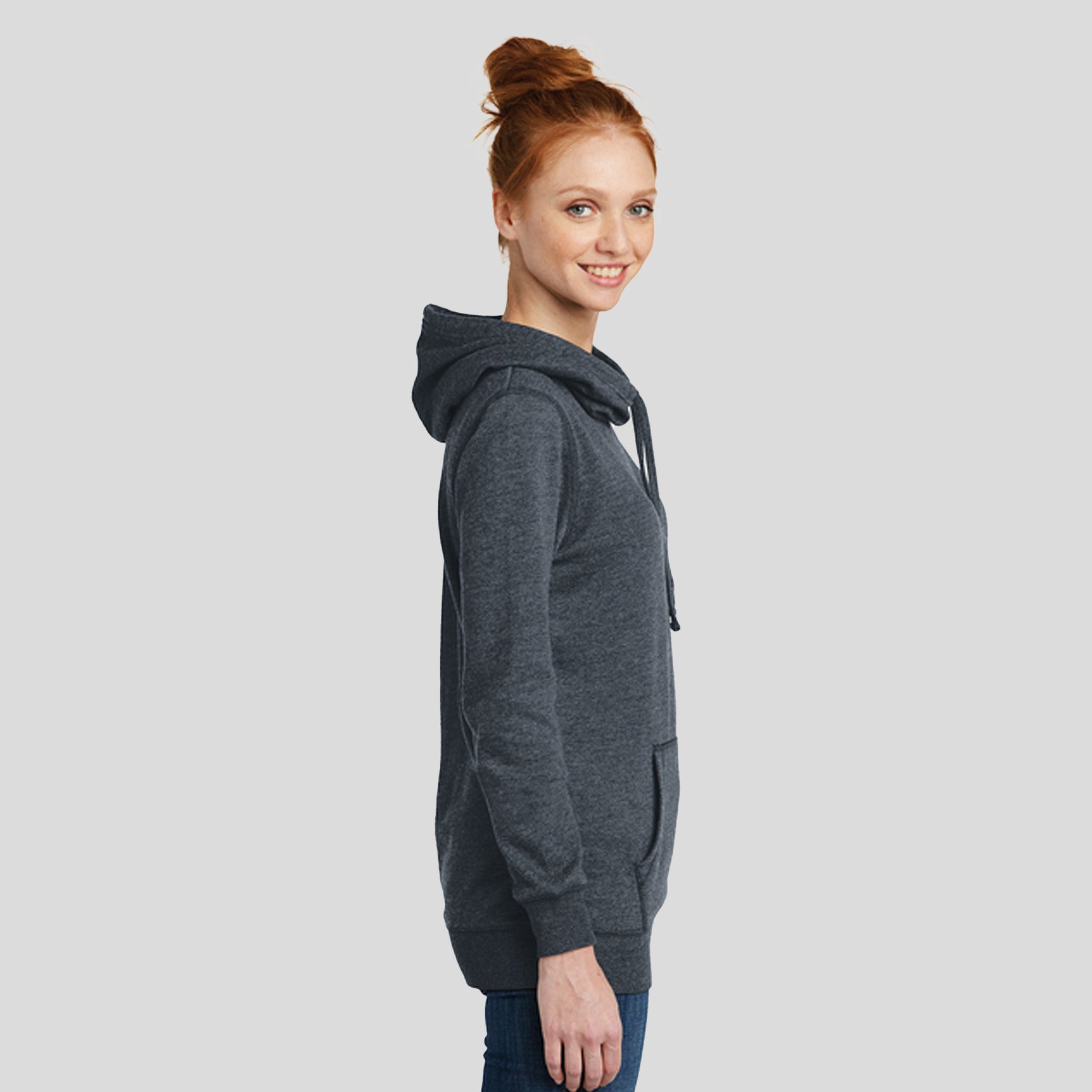 Womenโs Lightweight Fleece Hoodie | Heathered Navy