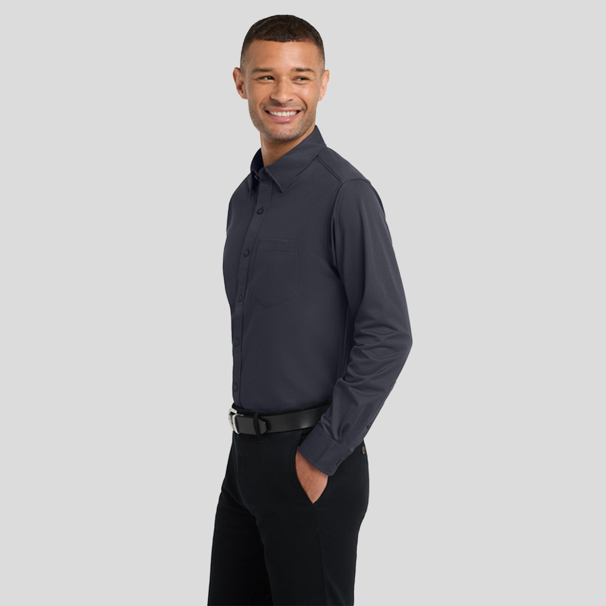 Dimension Knit Dress Shirt | Battleship Grey