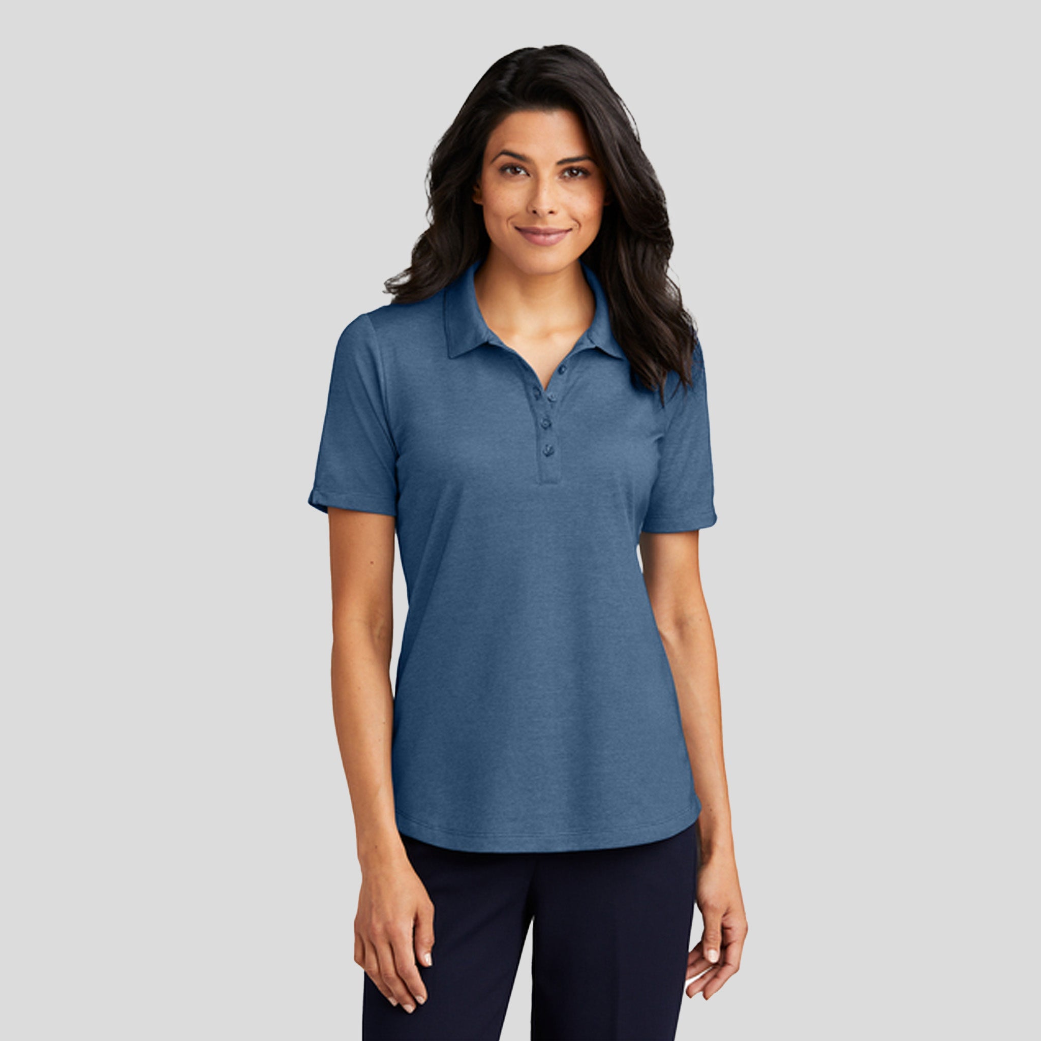 Women's Fine Pique Blend Polo | Aegean Blue Heather