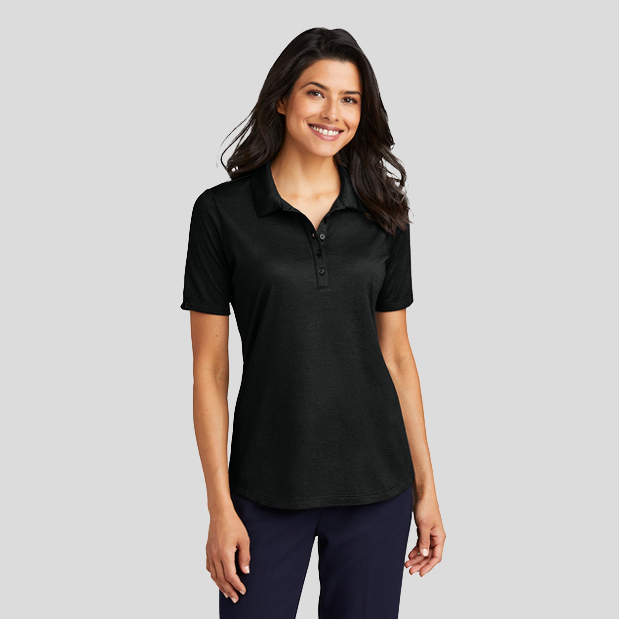 Women's Fine Pique Blend Polo | Black Heather
