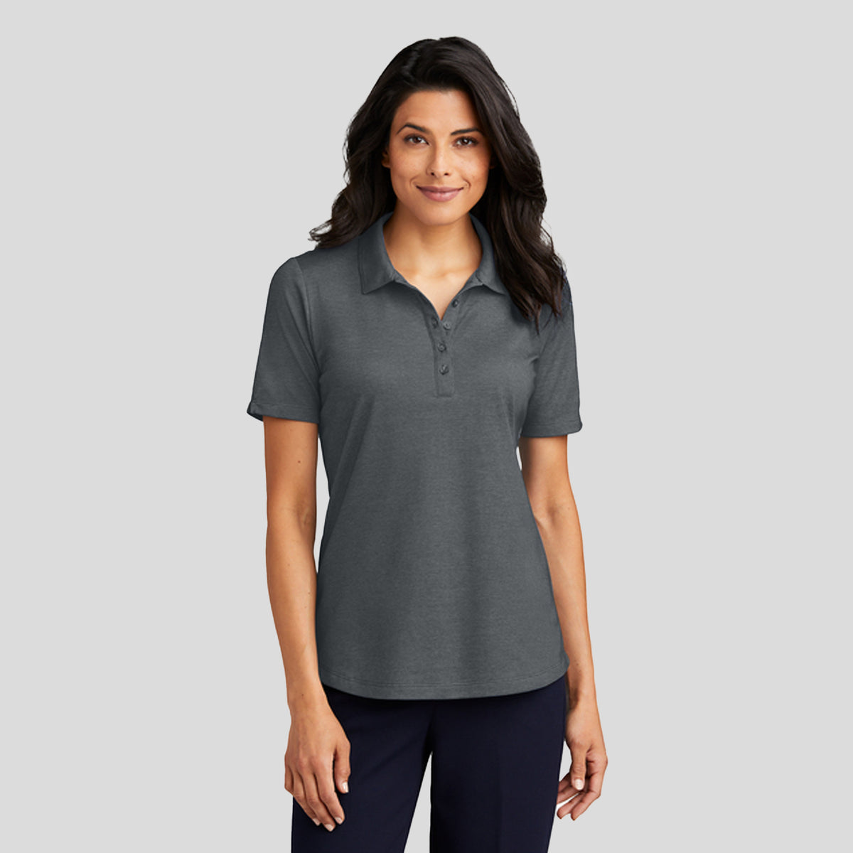 Women's Fine Pique Blend Polo | Charcoal Heather