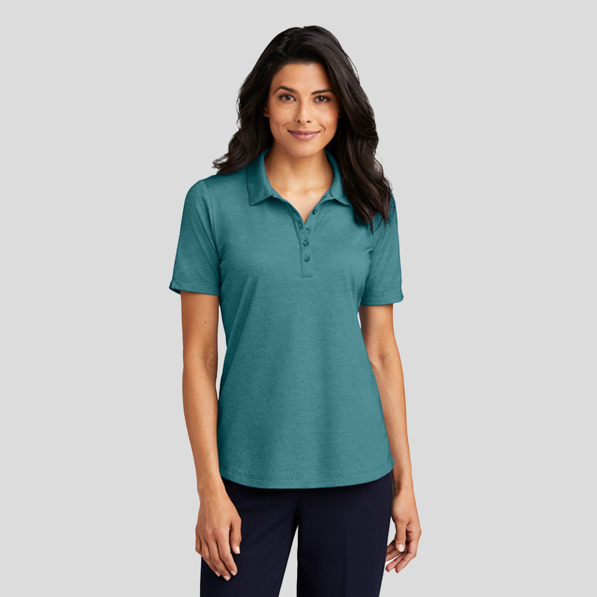 Women's Fine Pique Blend Polo | Dark Teal Heather
