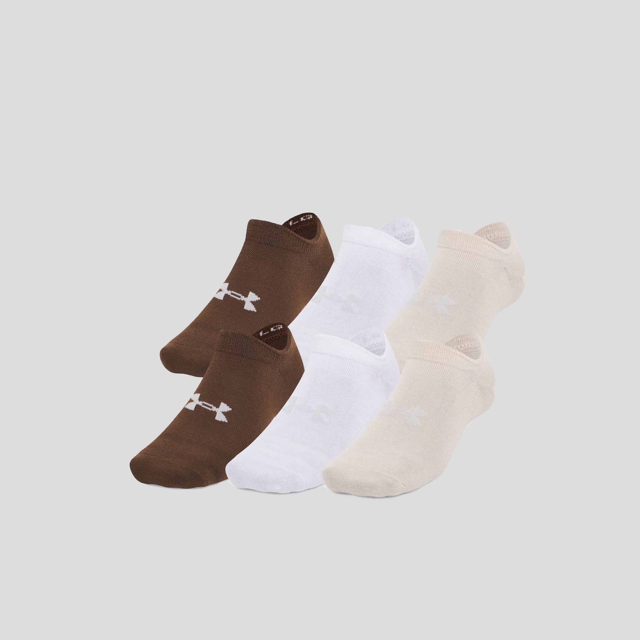 Unisex Essential 6-Pack No Show Socks | Beige/Beige/Grey
