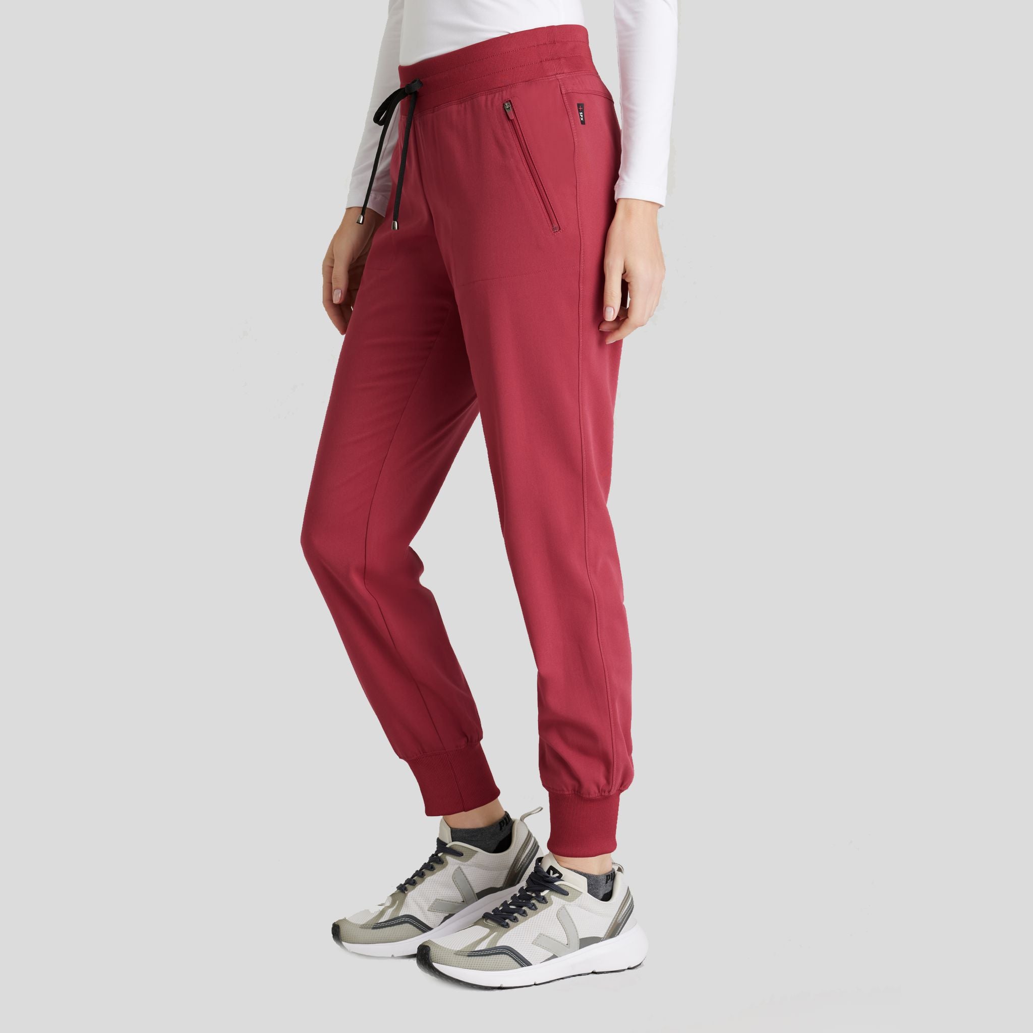 Eden 5-Pocket Mid-Rise Jogger Scrub Pant  | Maple Red