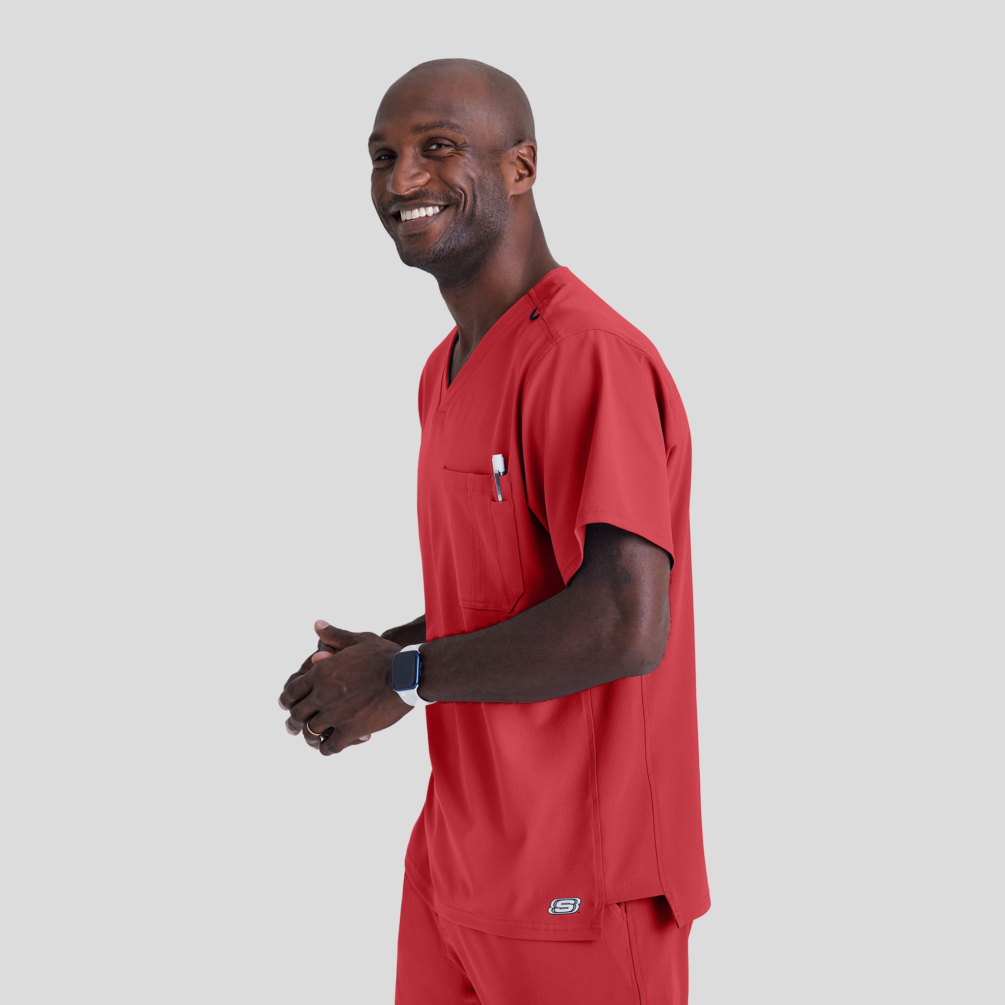 Men's Structure 1-Pocket V-Neck Scrub Top | Red