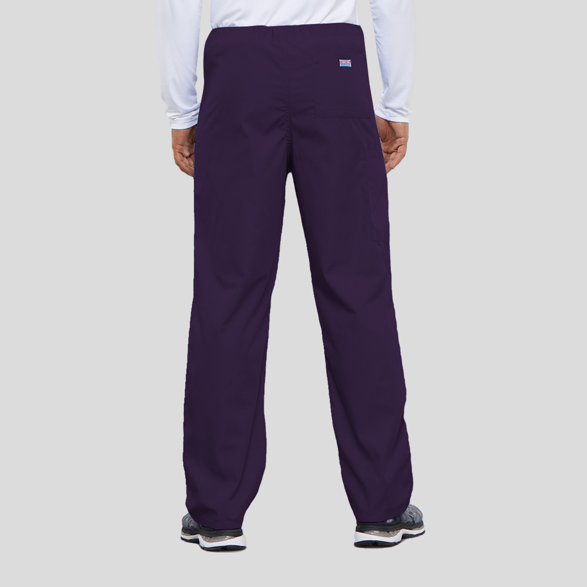Unisex Drawstring Cargo Scrub Pant | Eggplant