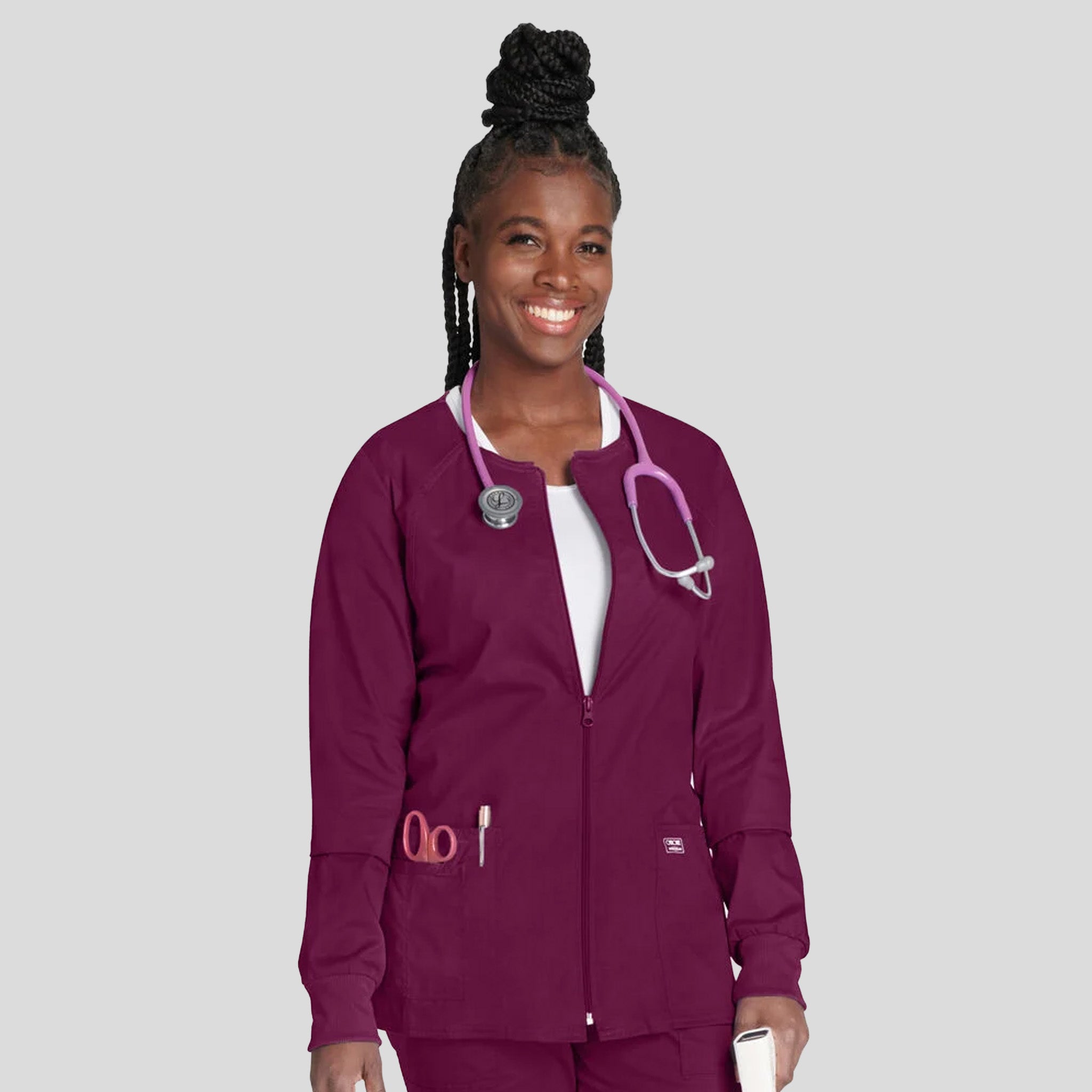 Women's Zip Front Warm Up | Wine