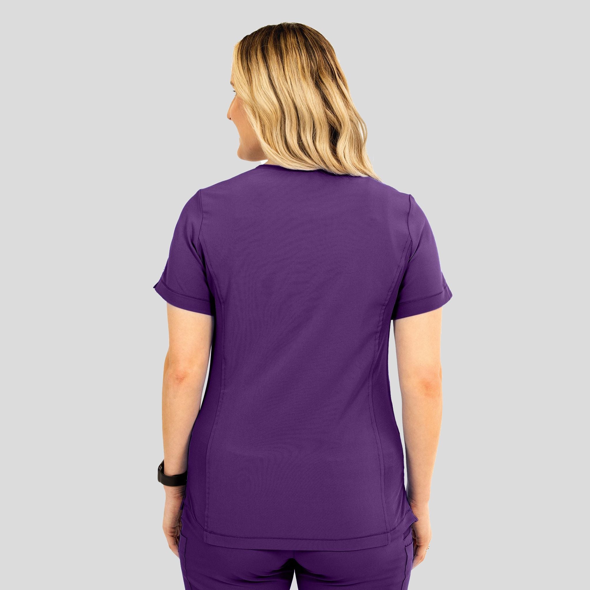 Notched Crew Neck Top | Eggplant