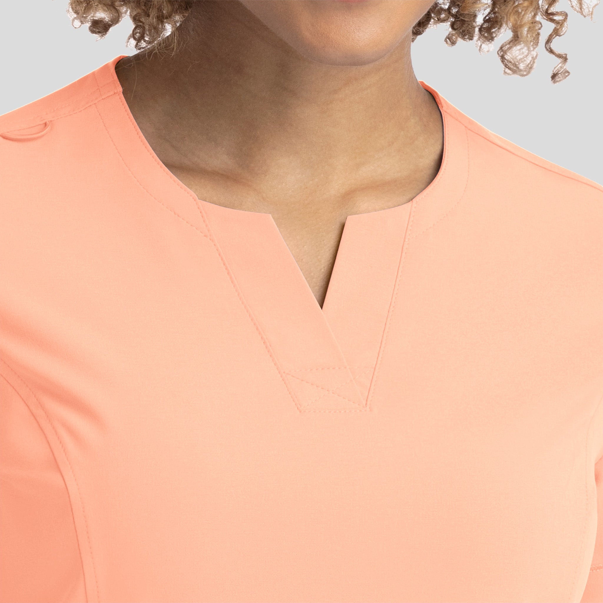 Notched Crew Neck Top | Peach Mousse