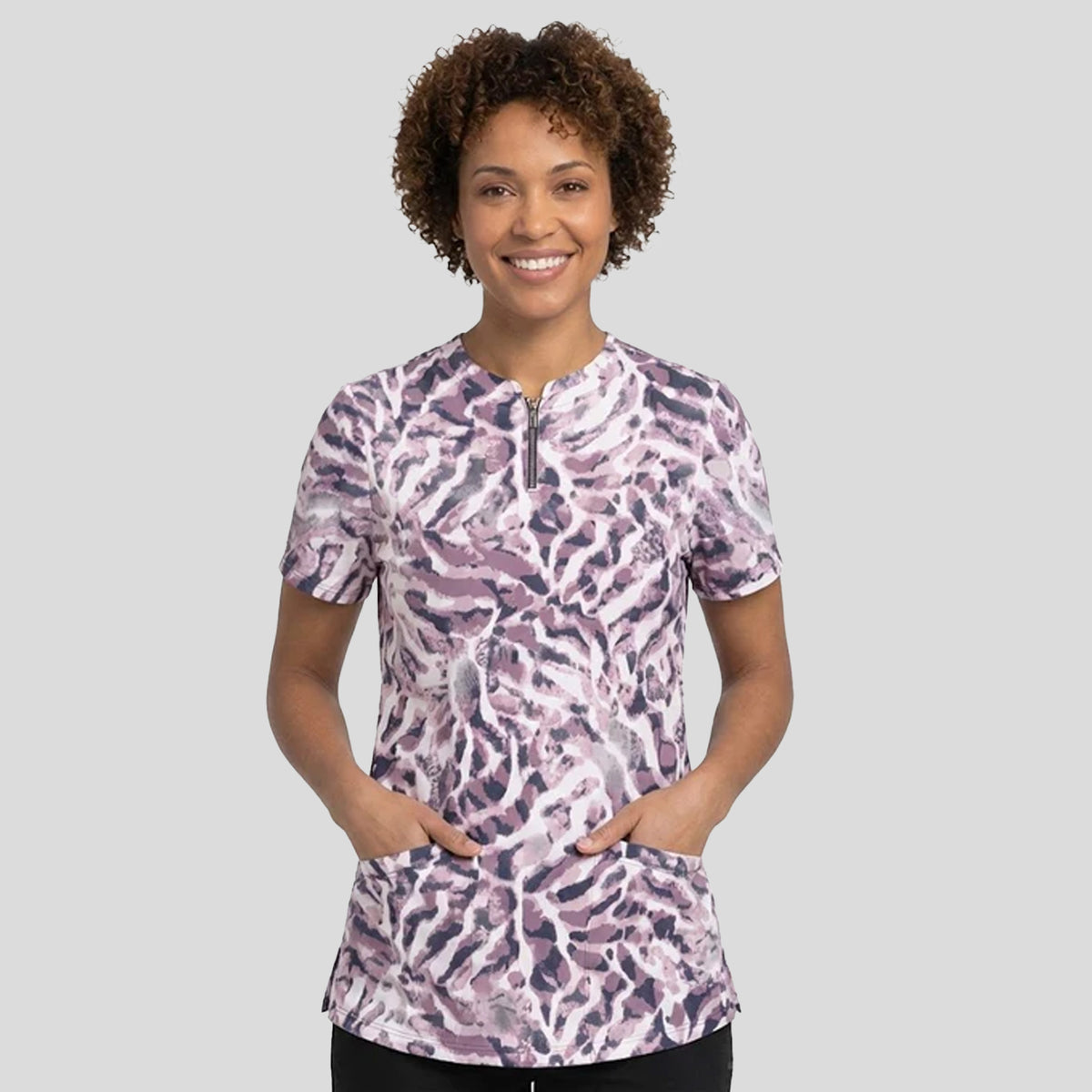 Ivy Print Scrub Top | Bleached Stripes
