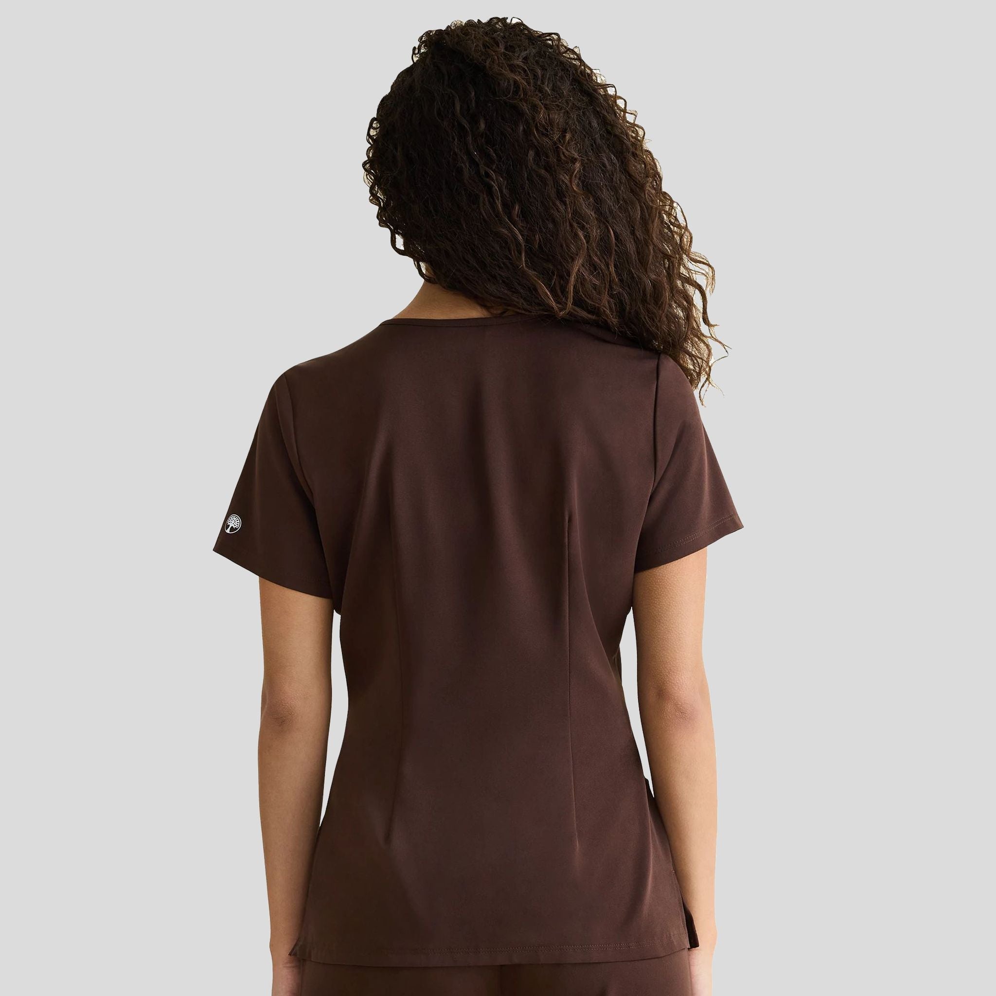 Women's Monica V-Neck Solid Scrub Top | Dark Chocolate