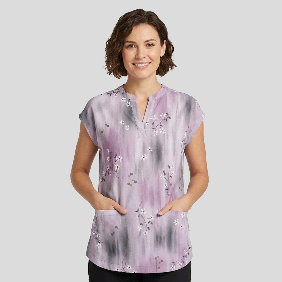 Journey Blurred Ditsy Print Scrub Top