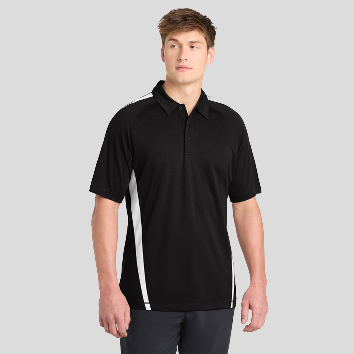 PosiCharge® Micro-Mesh Colorblock Polo | Black/White